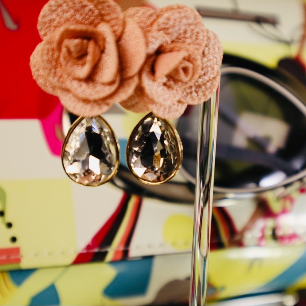Zara Exquisite Rose Crystal Teardrop Earrings